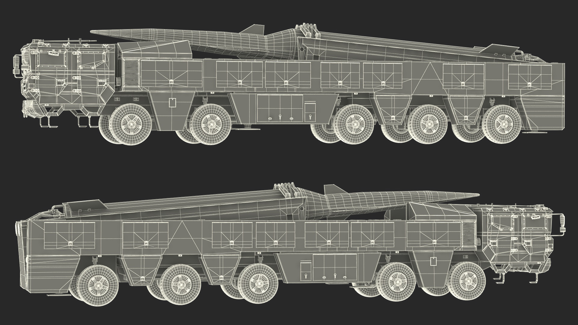 DF-17 Missile on Road Mobile Vehicle Rigged for Maya 3D