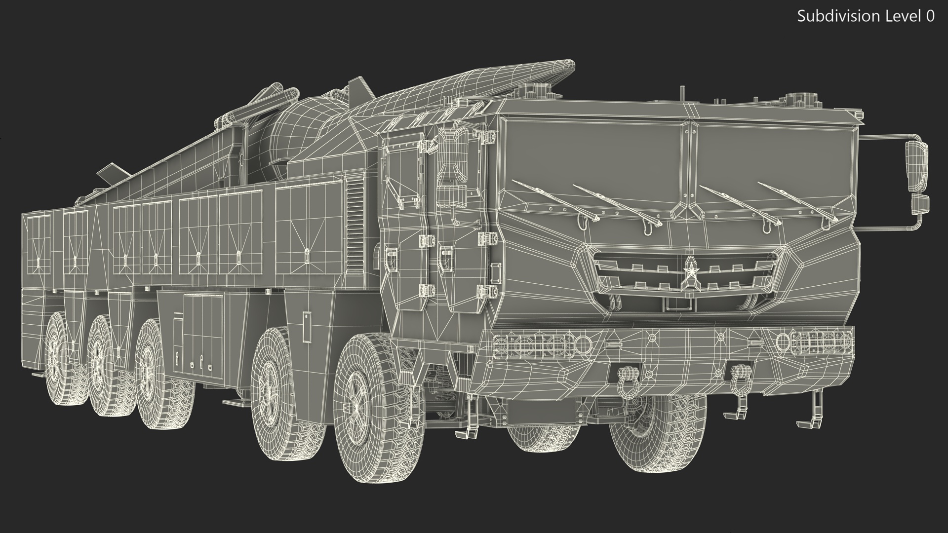 DF-17 Missile on Road Mobile Vehicle Rigged for Maya 3D