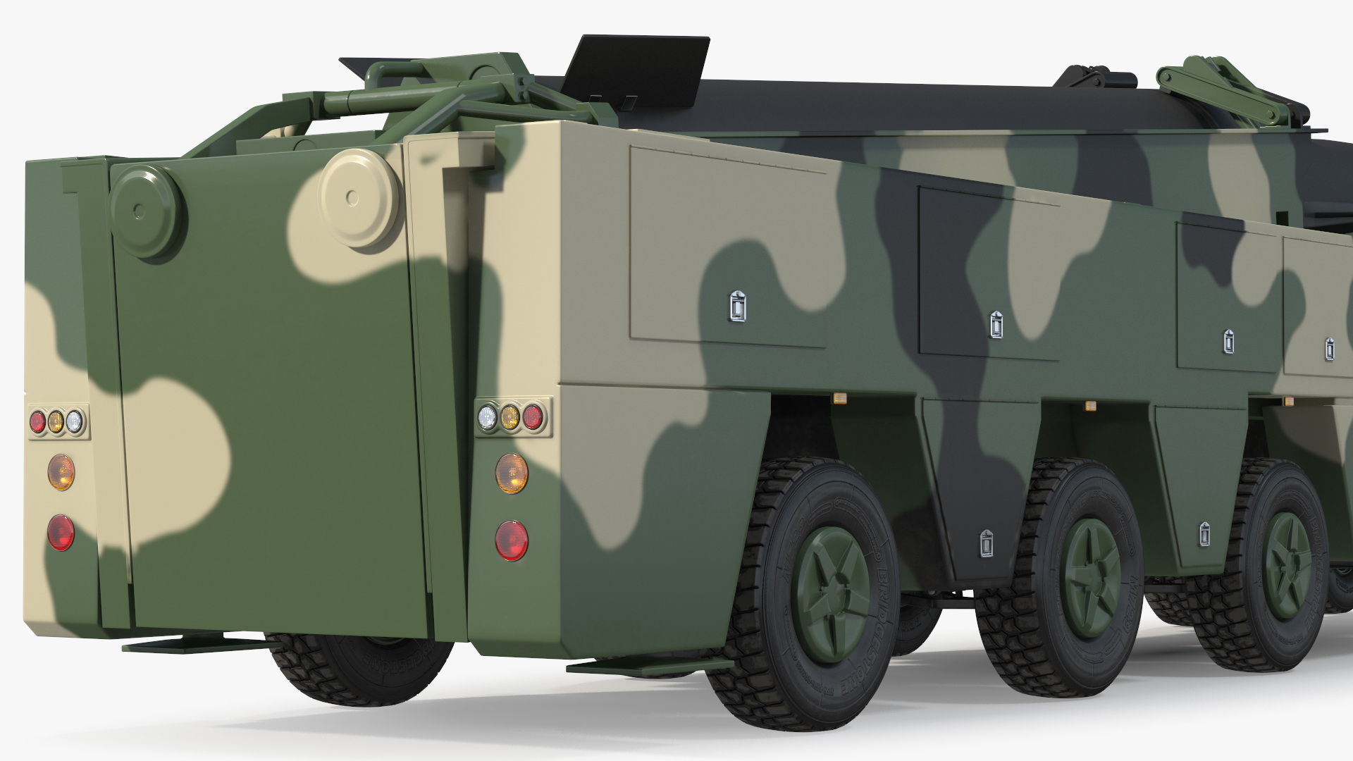 DF-17 Missile on Road Mobile Vehicle Rigged for Maya 3D