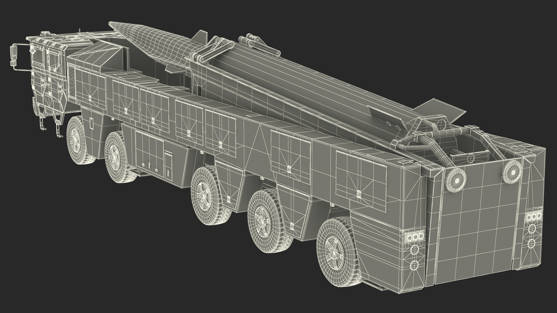 DF-17 Missile on Road Mobile Vehicle Rigged for Maya 3D