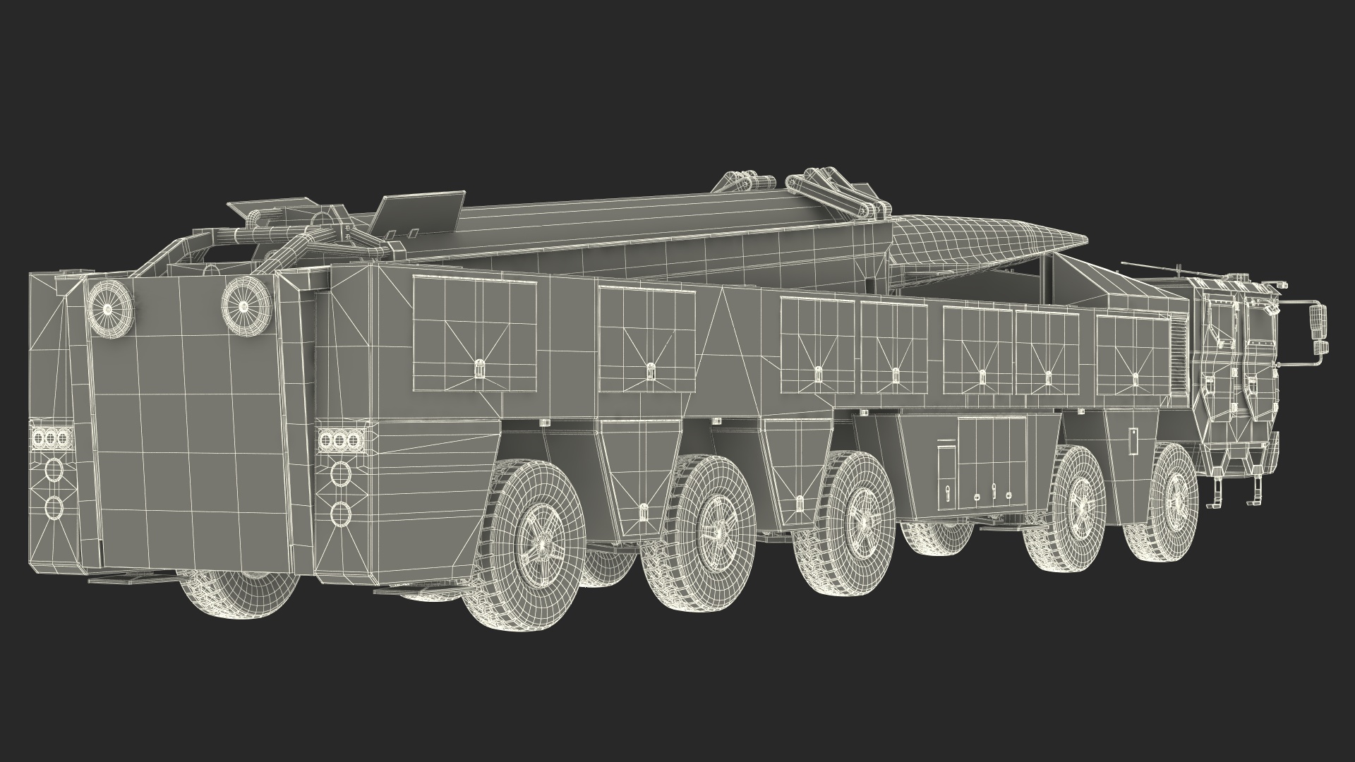 DF-17 Missile on Road Mobile Vehicle Rigged for Maya 3D