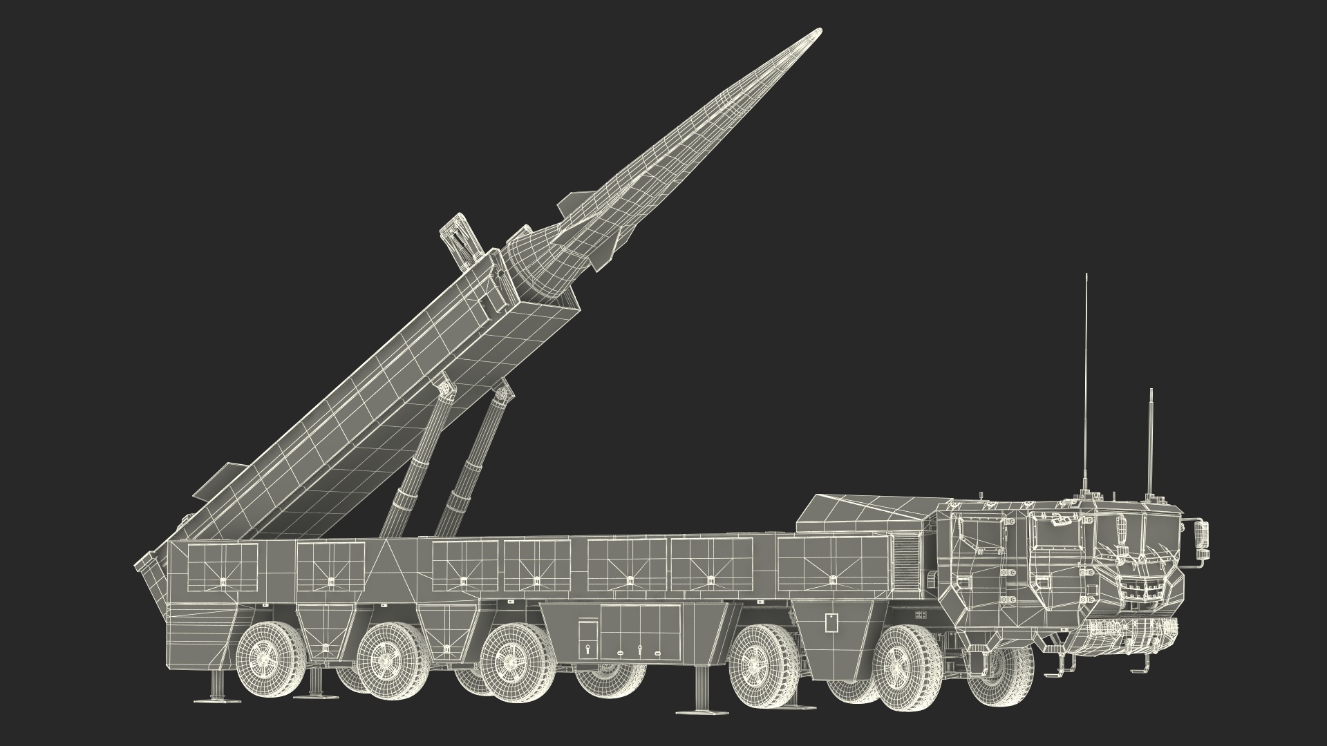 DF-17 Missile on Road Mobile Vehicle Rigged for Maya 3D