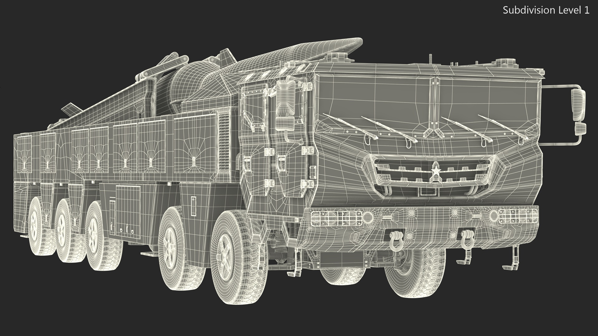 DF-17 Missile on Road Mobile Vehicle Rigged for Maya 3D