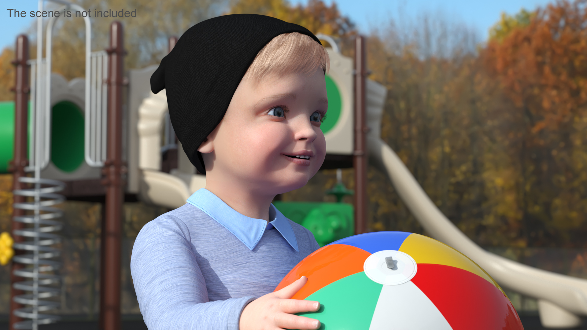 One Year Old Boy Playing with Ball 3D model