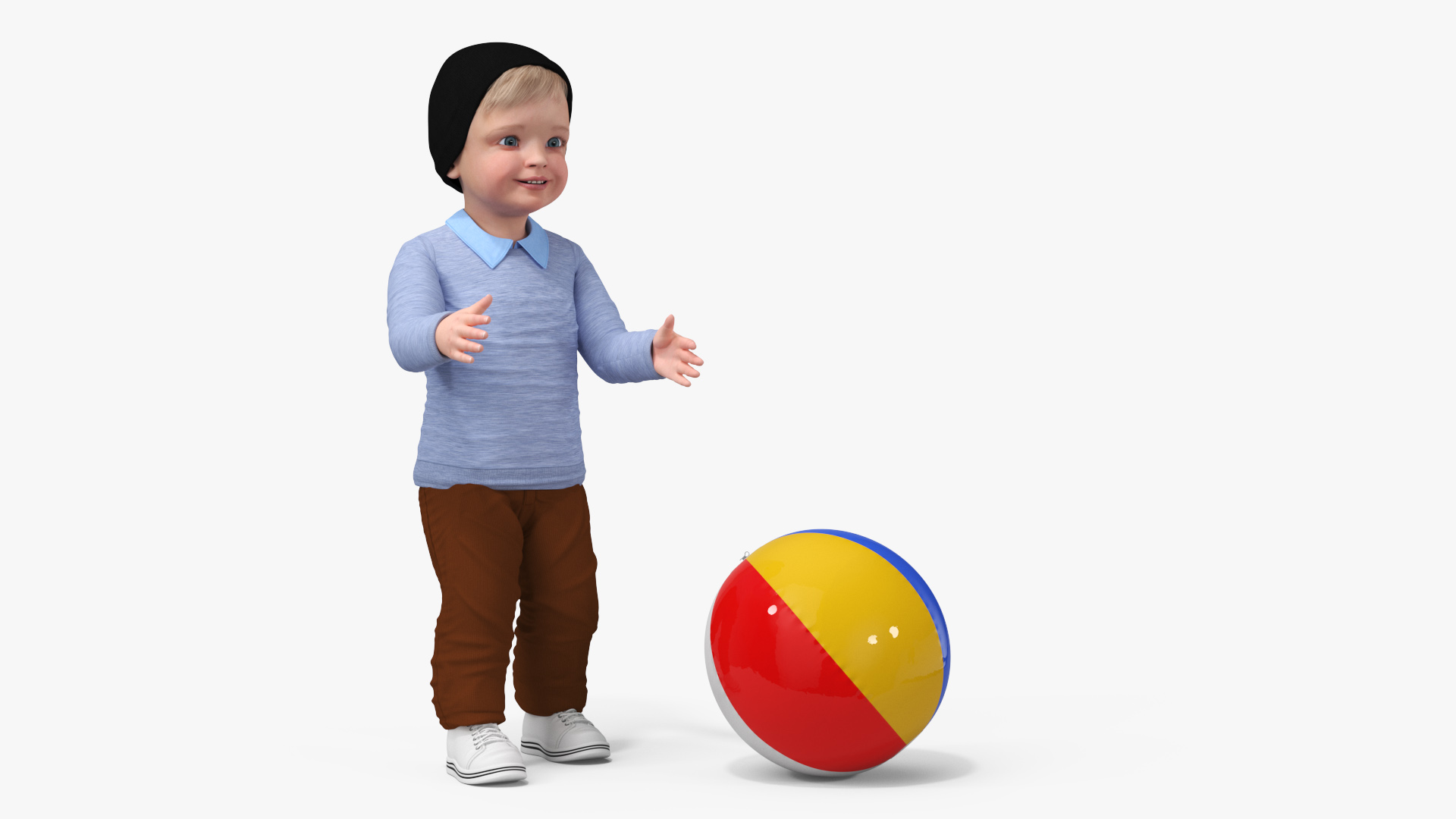 One Year Old Boy Playing with Ball 3D model