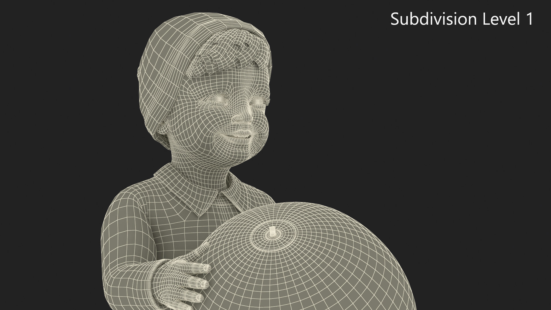 One Year Old Boy Playing with Ball 3D model