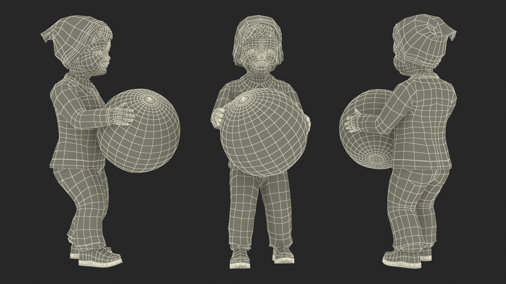 One Year Old Boy Playing with Ball 3D model