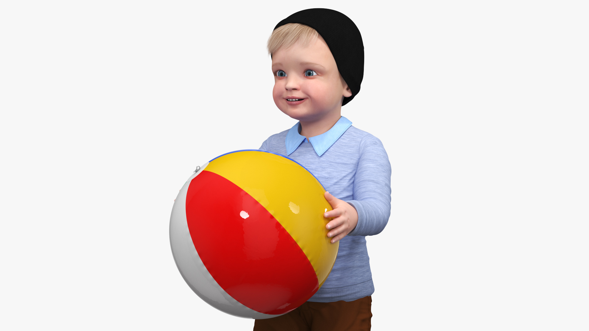 One Year Old Boy Playing with Ball 3D model