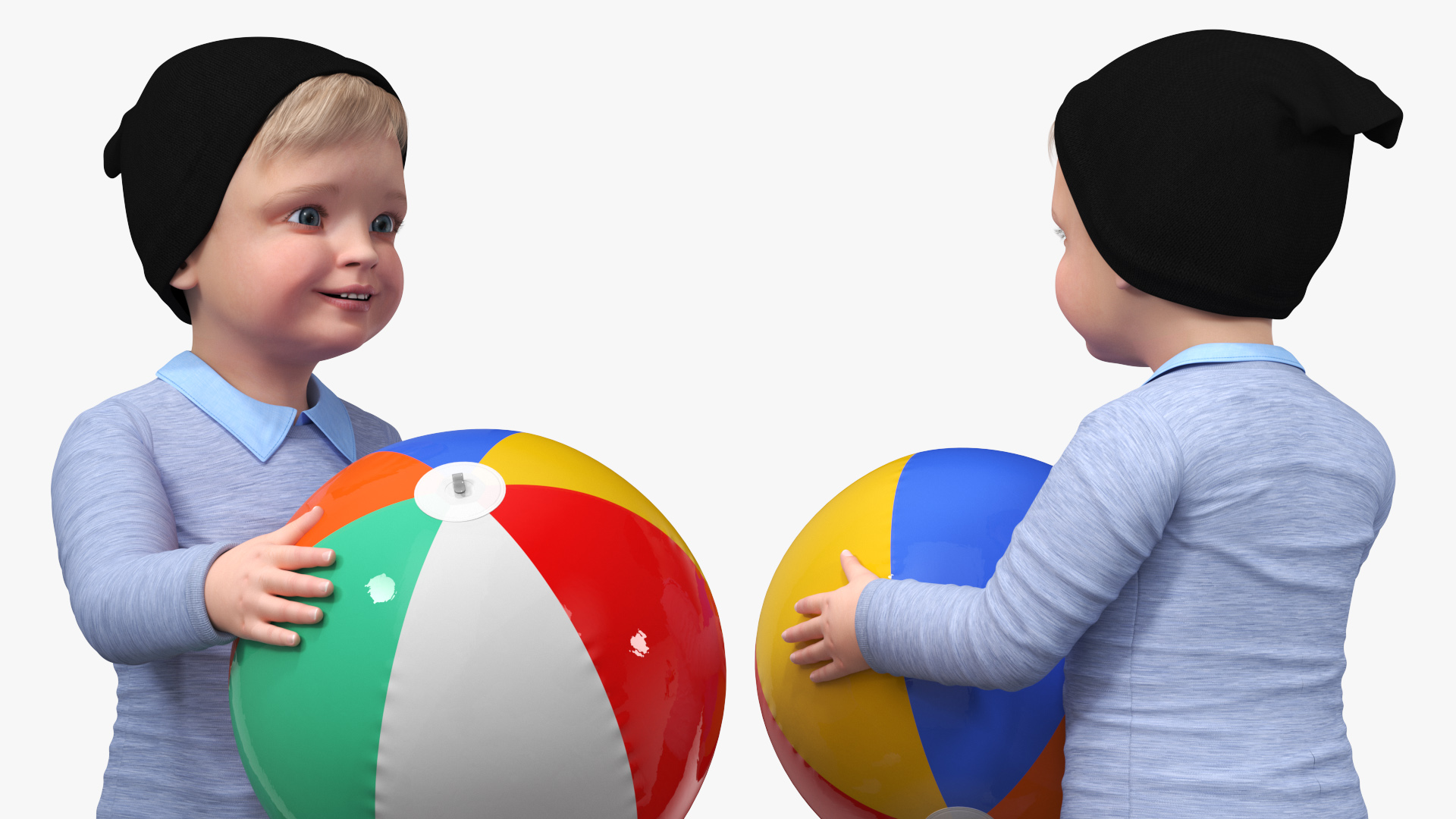 One Year Old Boy Playing with Ball 3D model