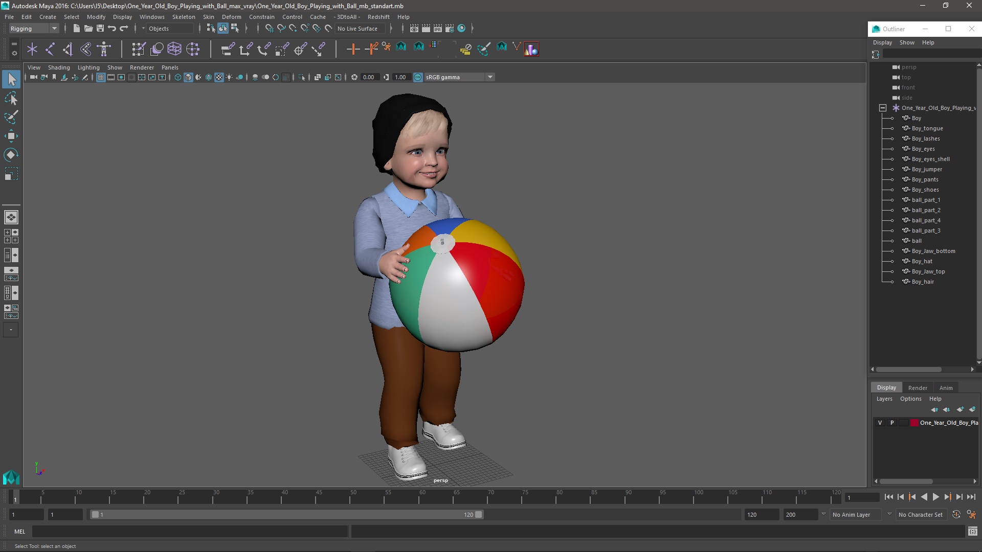 One Year Old Boy Playing with Ball 3D model