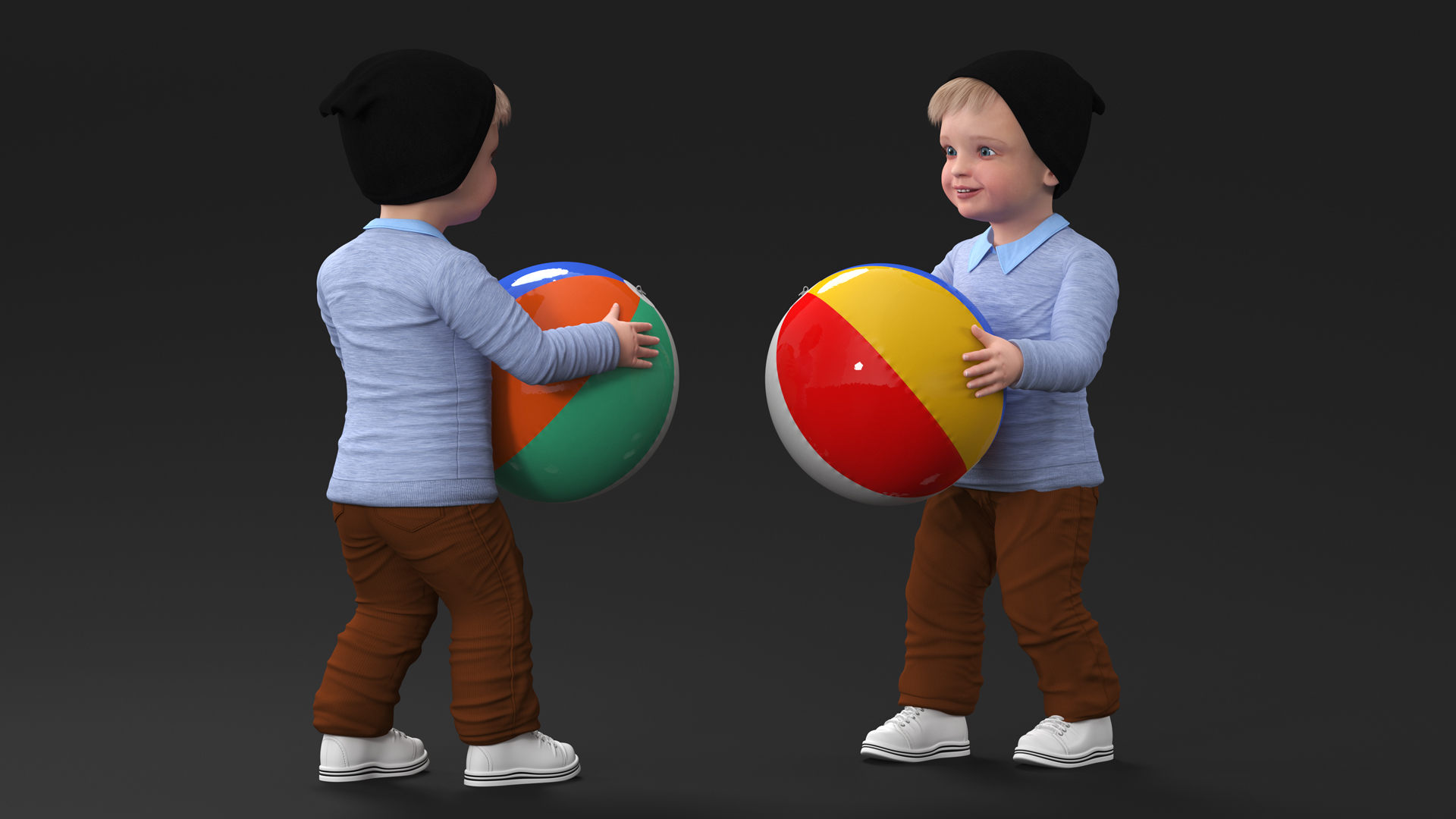 One Year Old Boy Playing with Ball 3D model