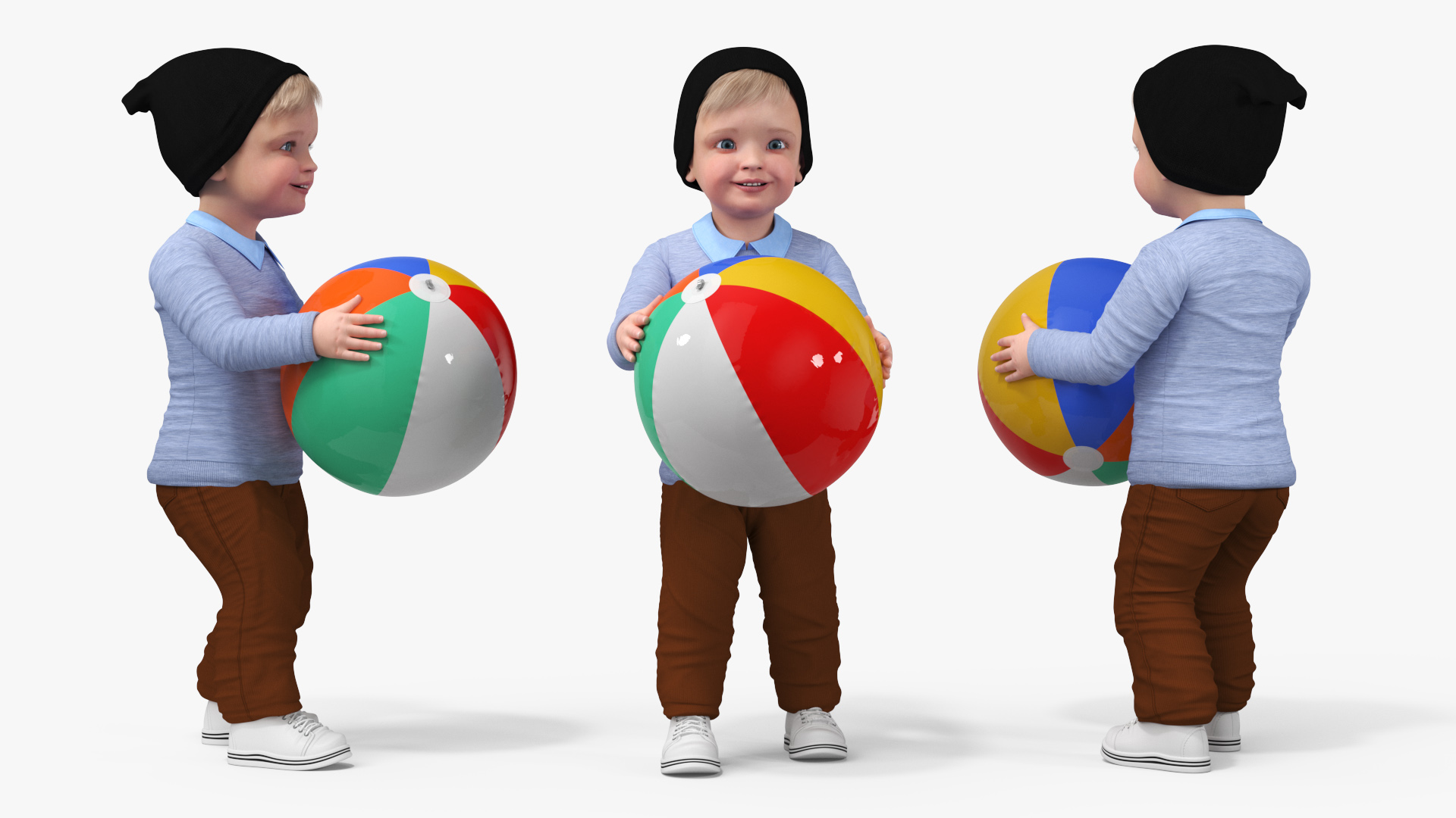 One Year Old Boy Playing with Ball 3D model