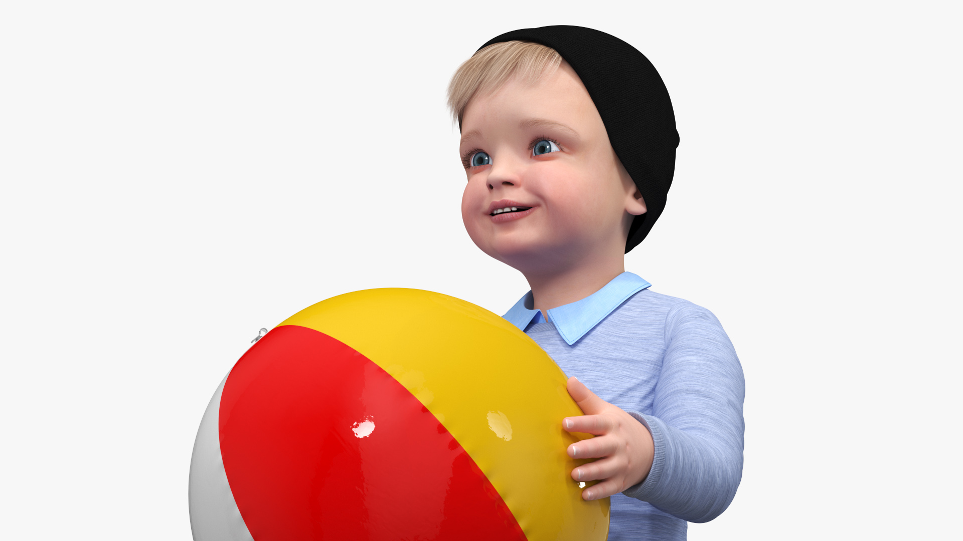 One Year Old Boy Playing with Ball 3D model