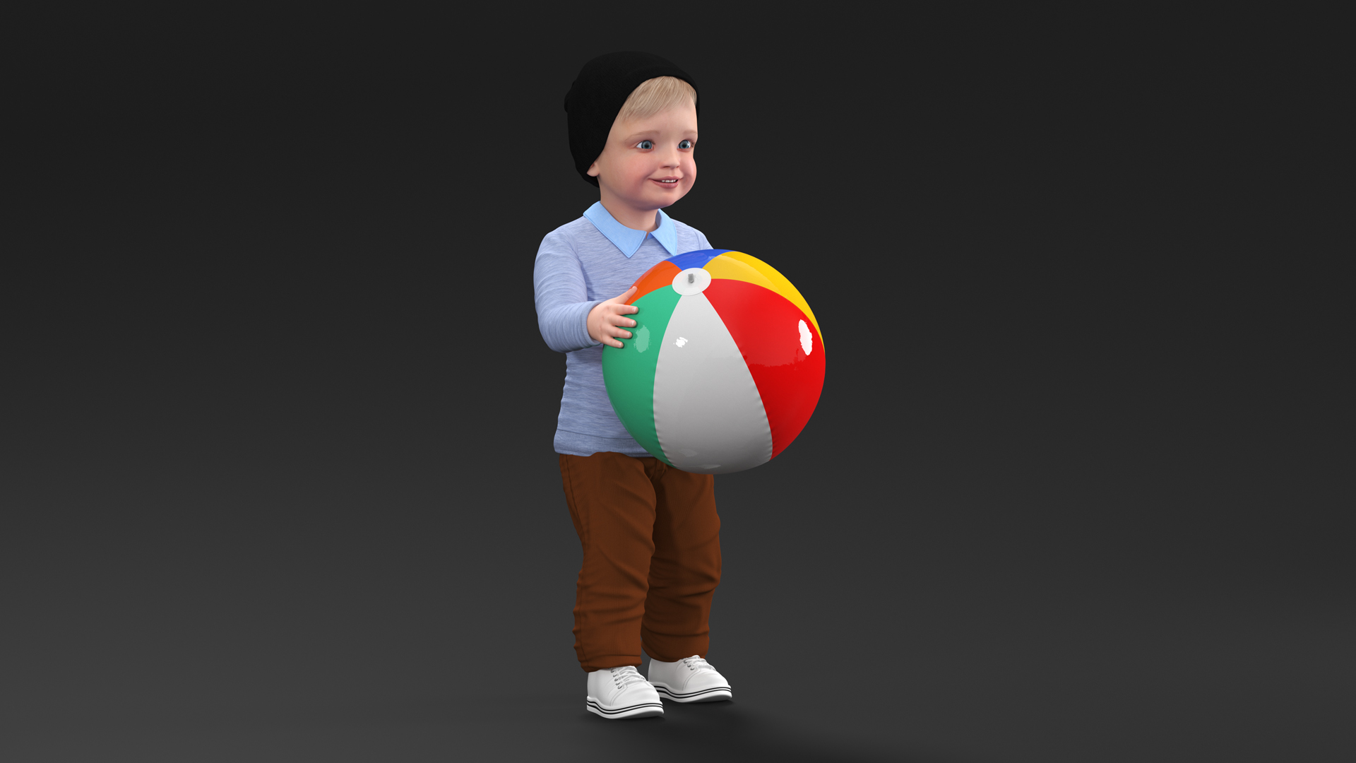 One Year Old Boy Playing with Ball 3D model