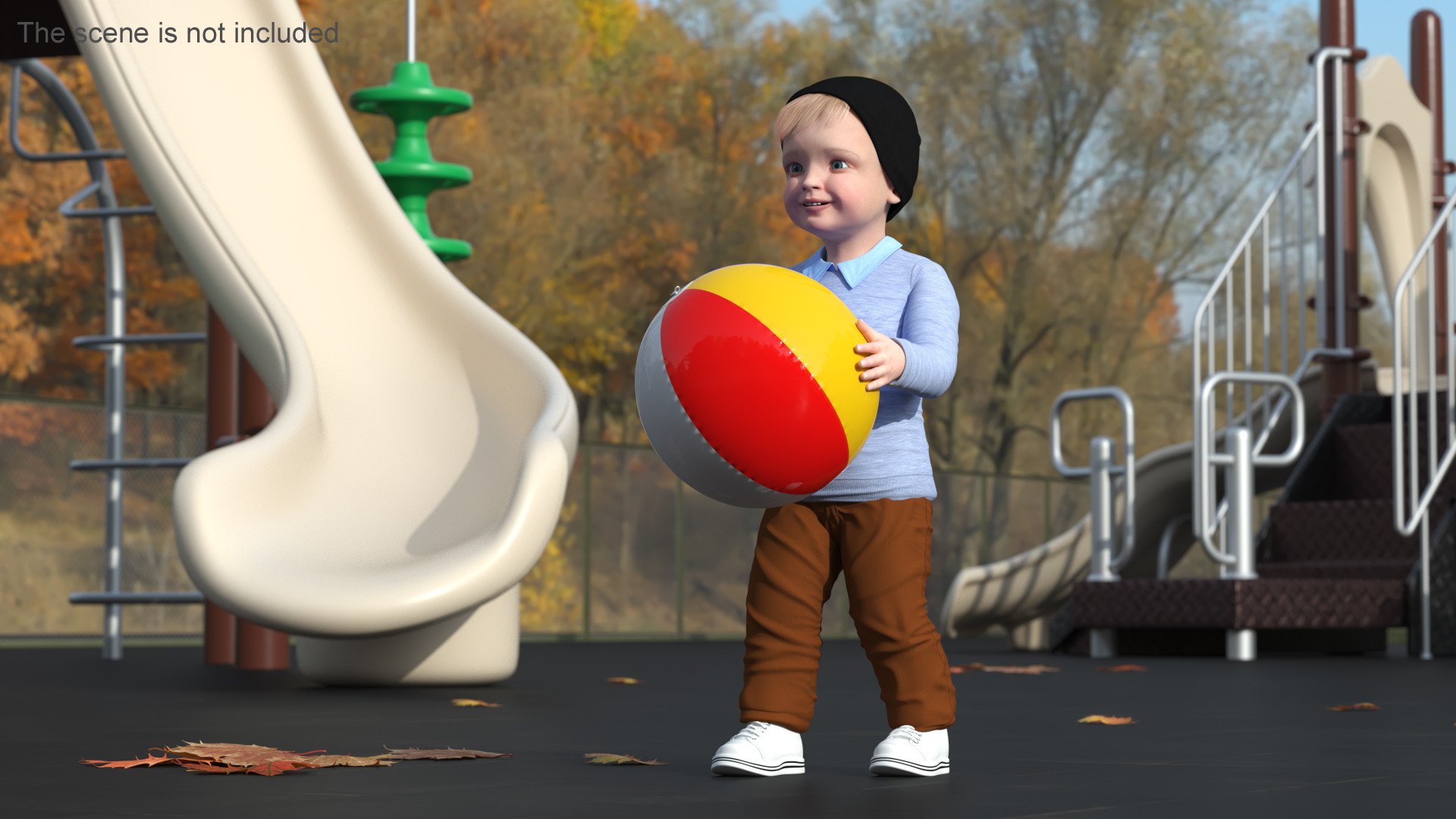 One Year Old Boy Playing with Ball 3D model