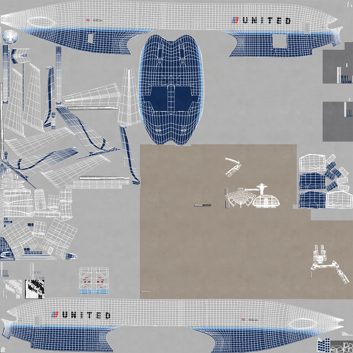 3D Boeing 777 Freighter United Airlines Rigged model