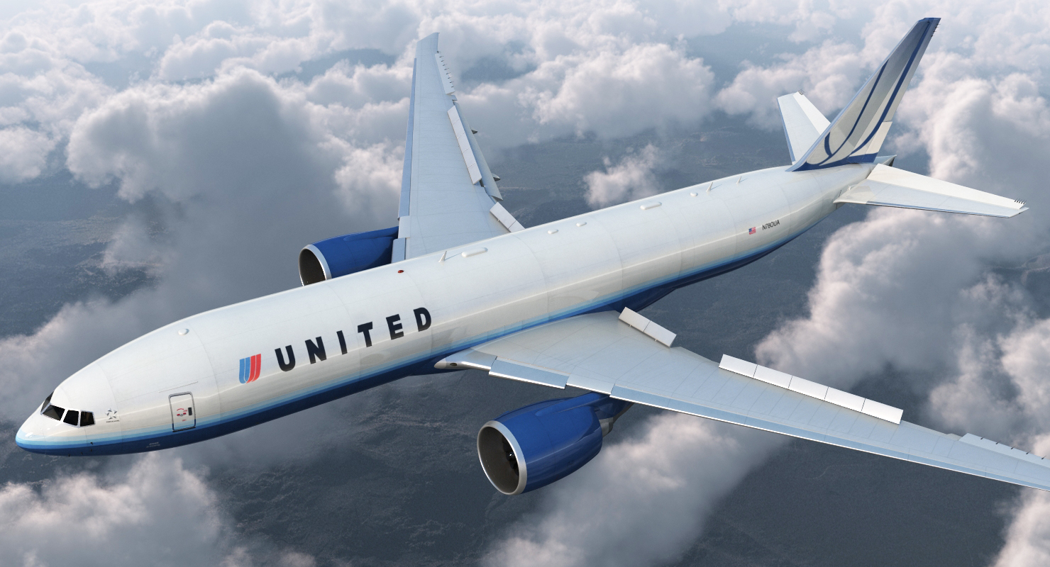 3D Boeing 777 Freighter United Airlines Rigged model