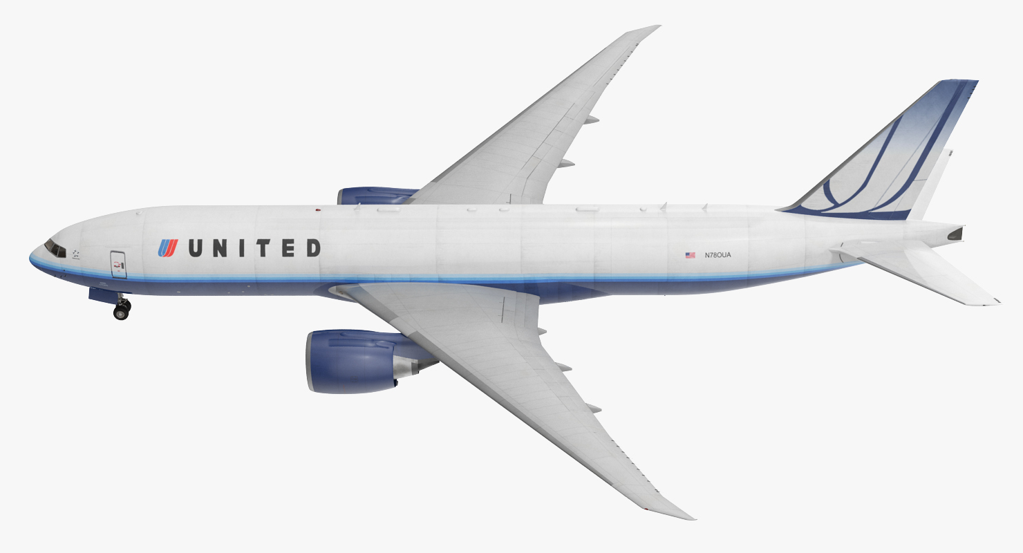 3D Boeing 777 Freighter United Airlines Rigged model