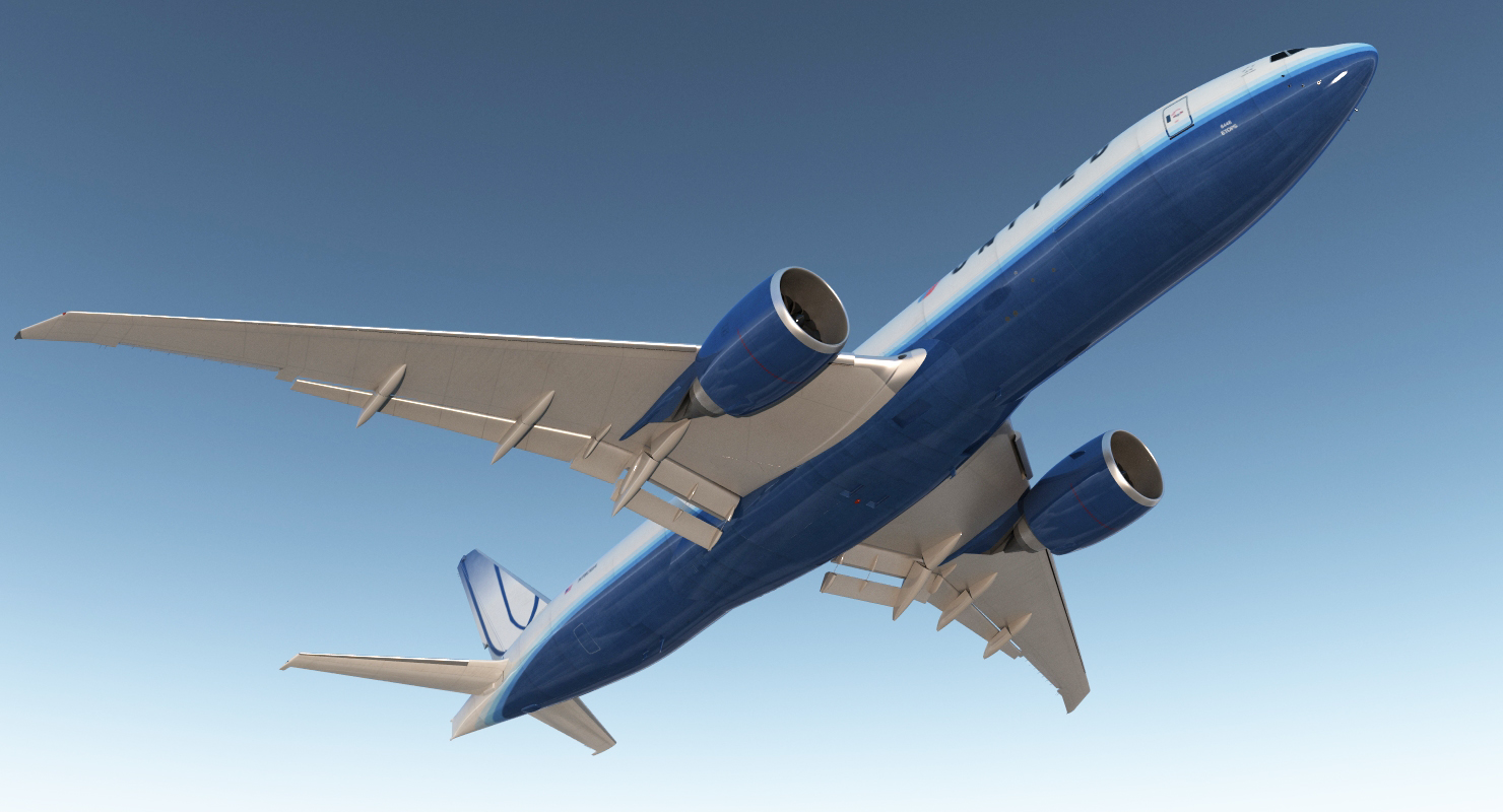 3D Boeing 777 Freighter United Airlines Rigged model