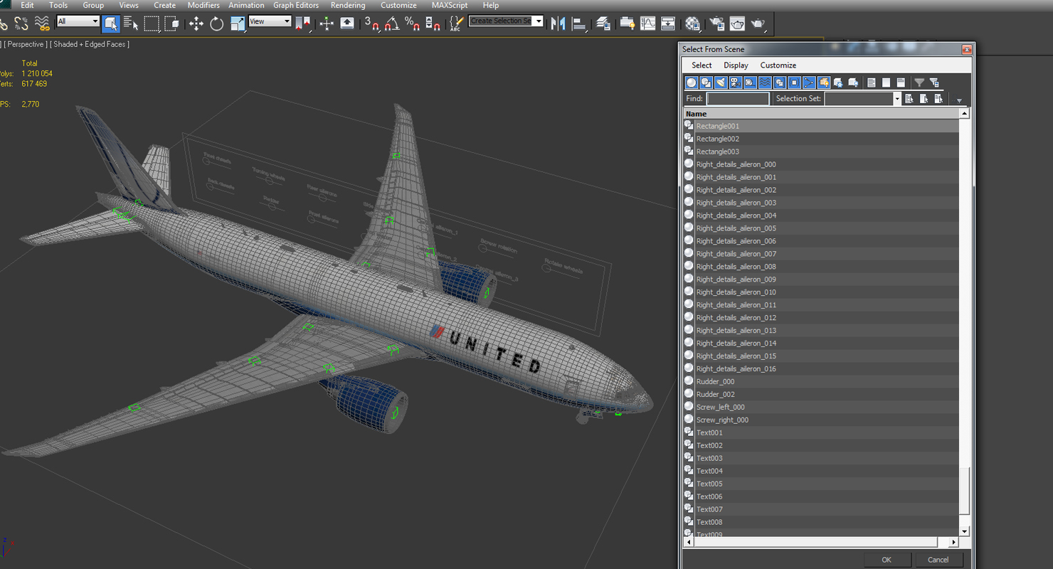3D Boeing 777 Freighter United Airlines Rigged model