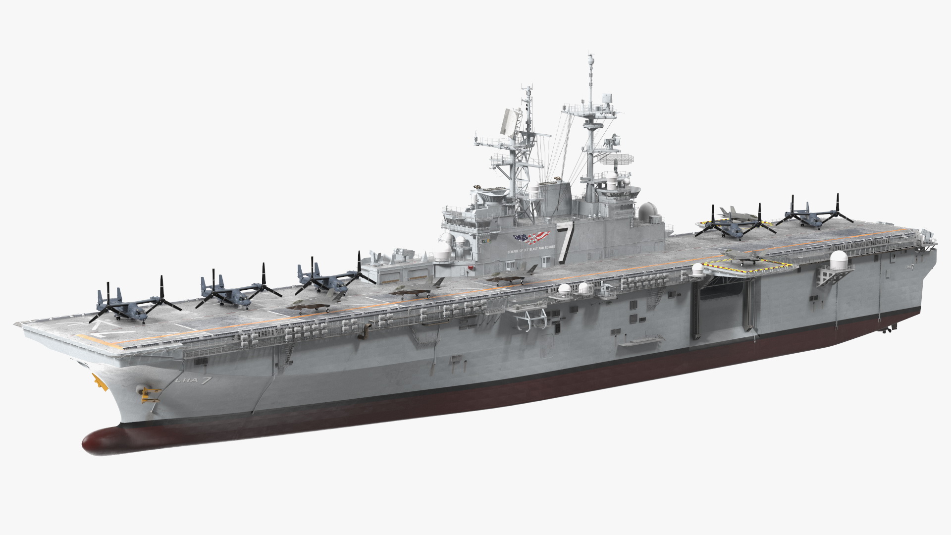 USS Tripoli LHA 7 with Aircrafts 3D
