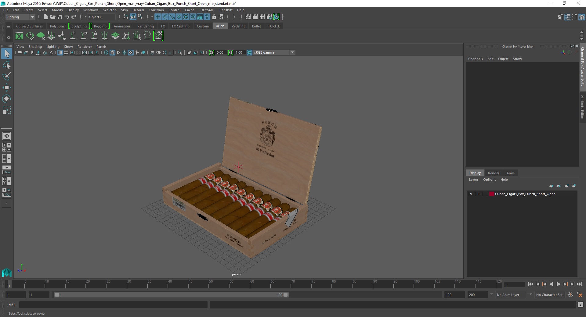 3D Cuban Cigars Box Punch Short Open model