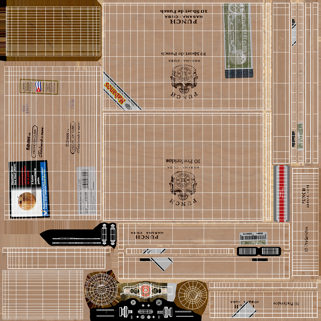 3D Cuban Cigars Box Punch Short Open model