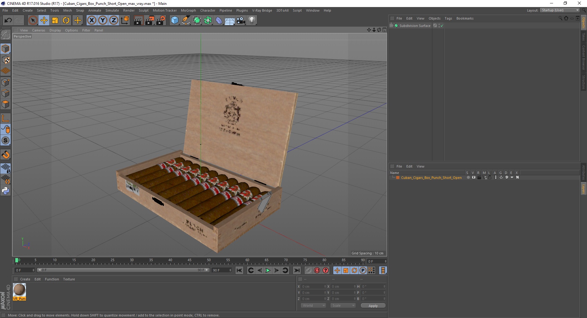 3D Cuban Cigars Box Punch Short Open model
