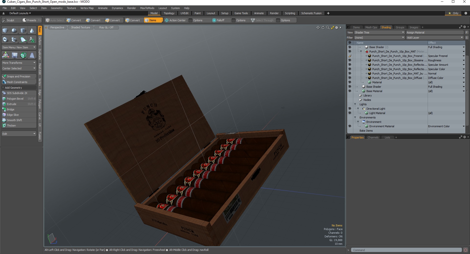 3D Cuban Cigars Box Punch Short Open model