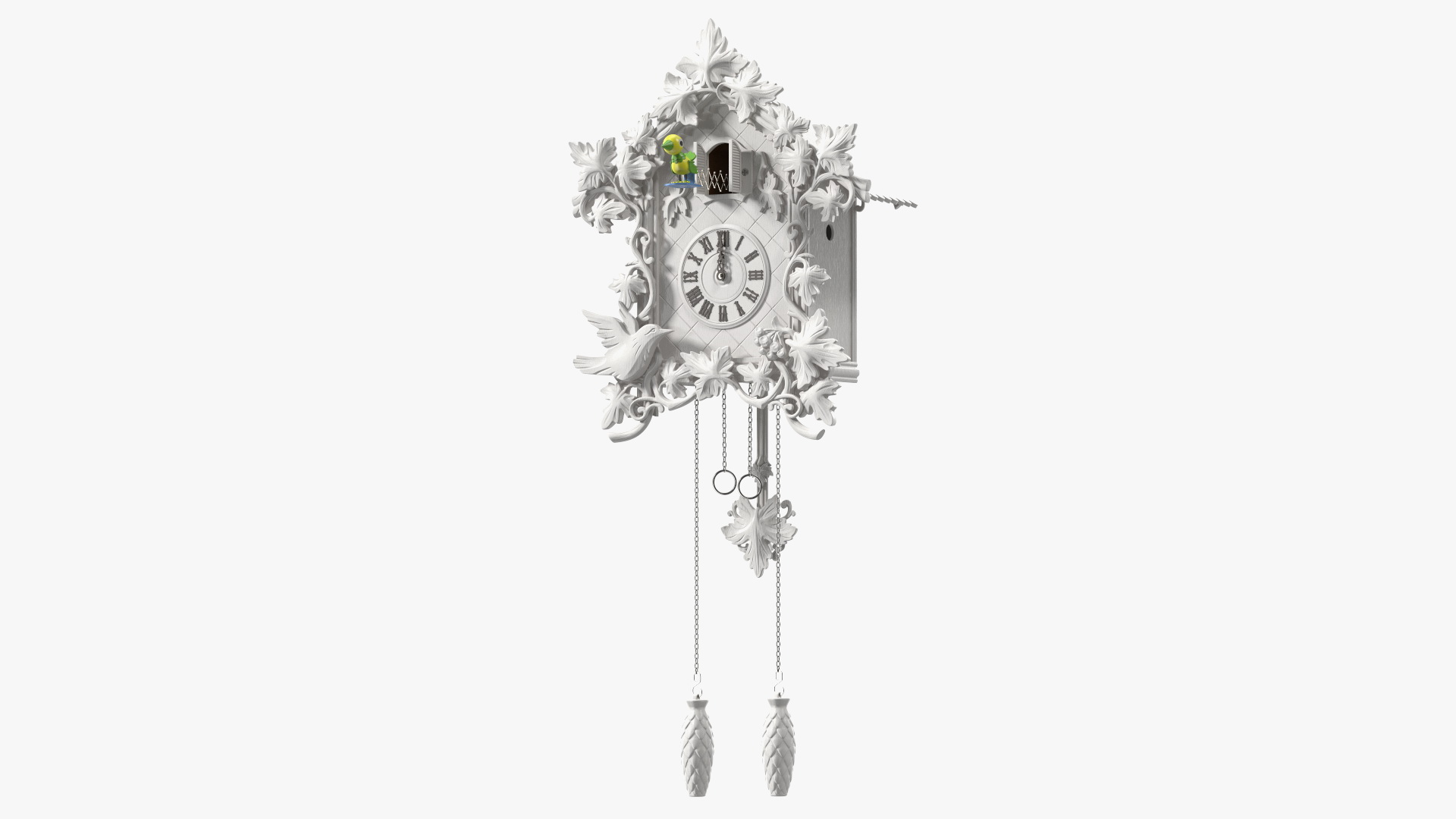 Wooden Cuckoo Clock White Rigged 3D