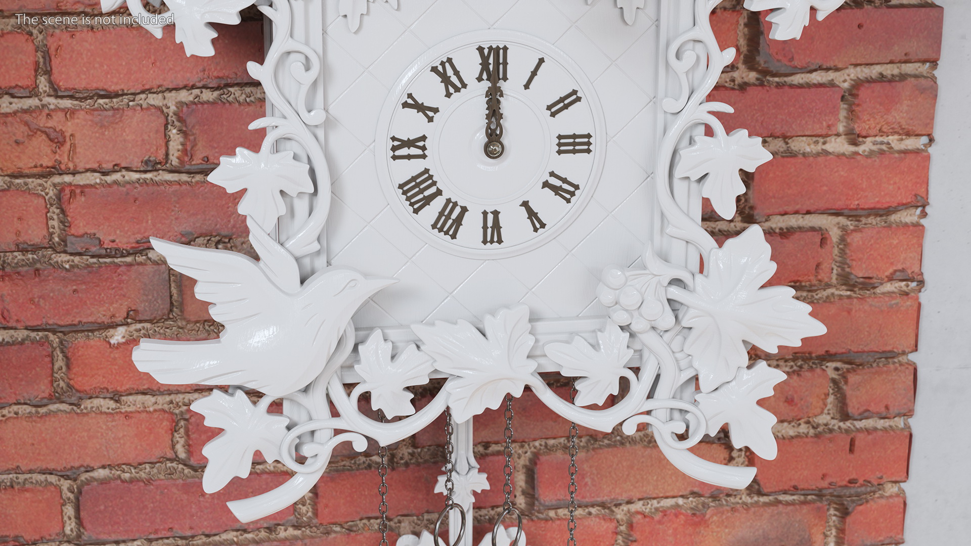 Wooden Cuckoo Clock White Rigged 3D