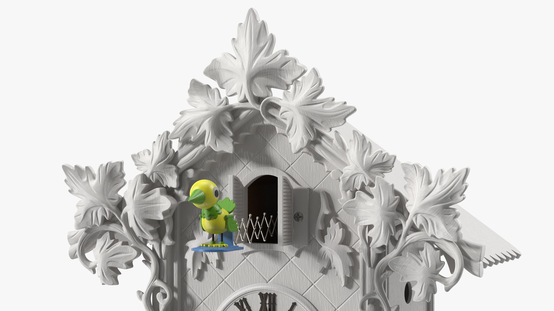 Wooden Cuckoo Clock White Rigged 3D
