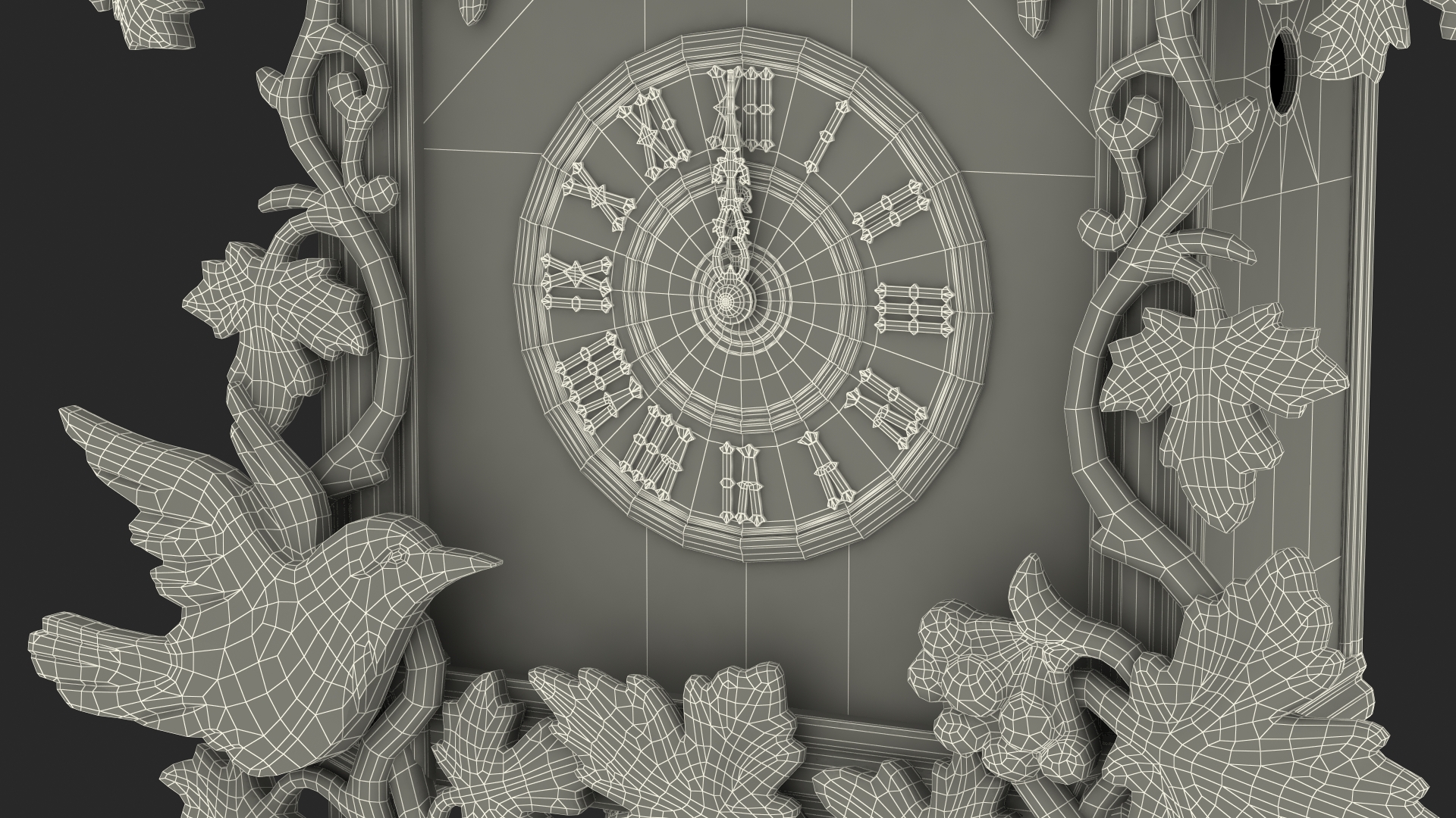 Wooden Cuckoo Clock White Rigged 3D