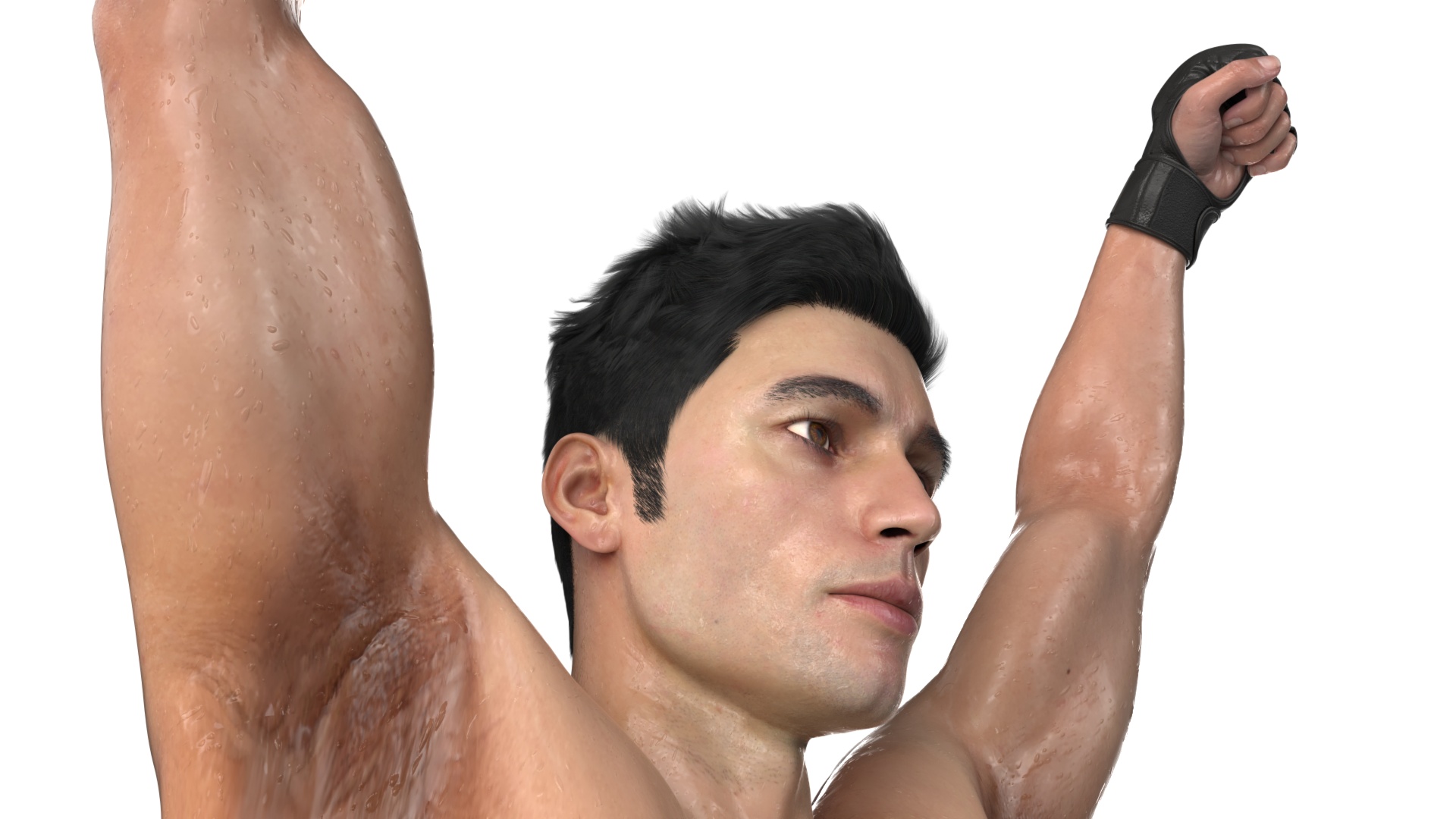 UFC MMA Fighter in Victory Pose Sweaty Fur 3D