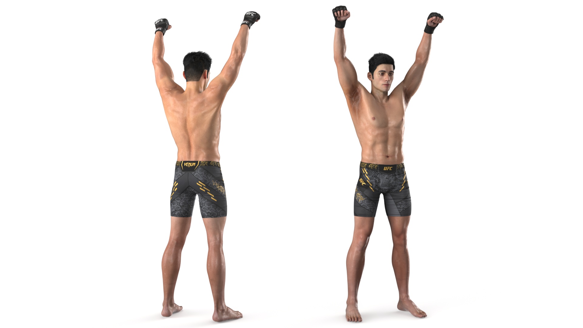 UFC MMA Fighter in Victory Pose Sweaty Fur 3D