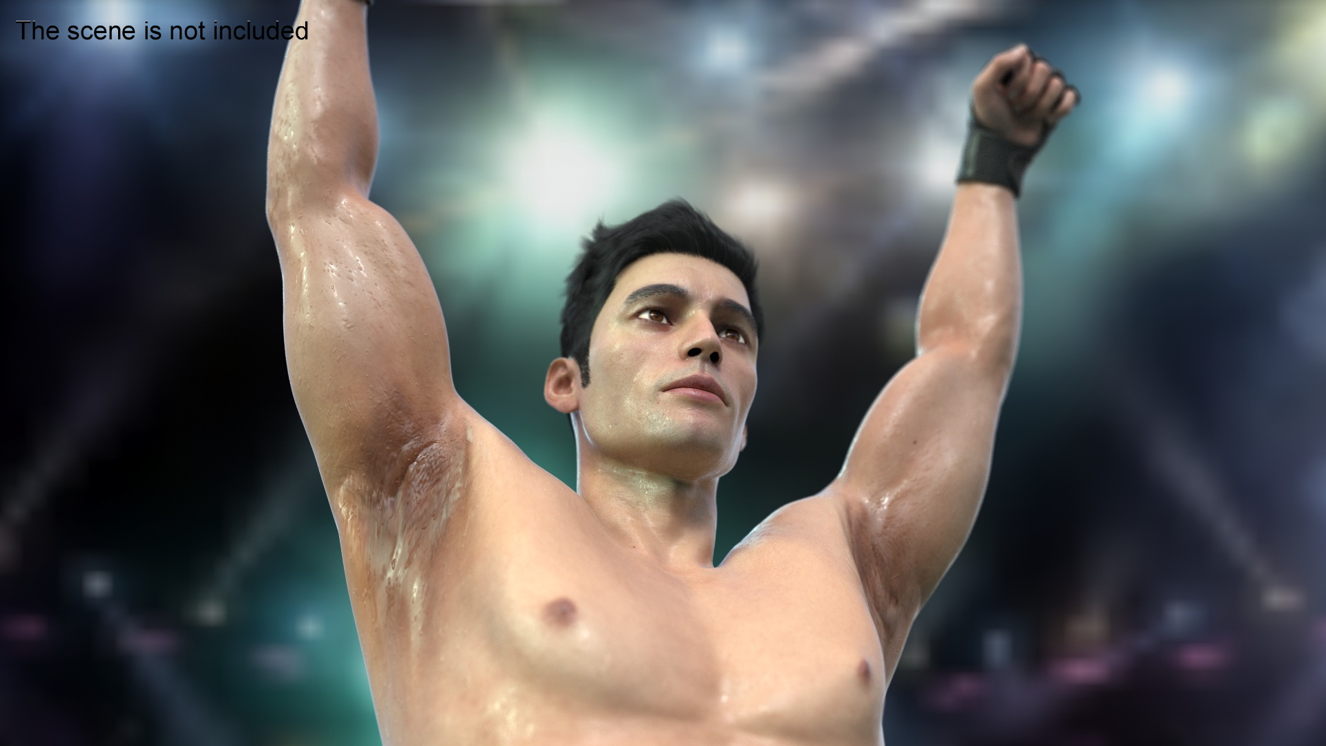 UFC MMA Fighter in Victory Pose Sweaty Fur 3D