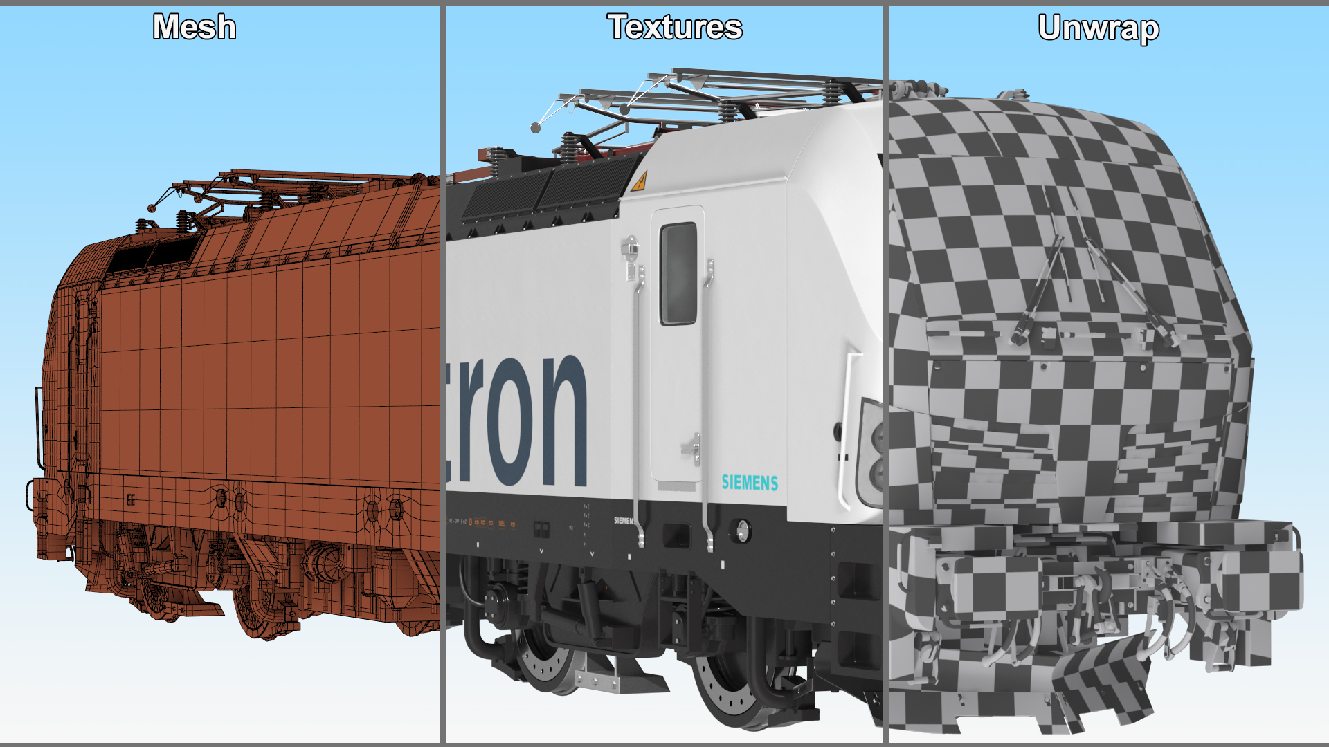 3D Siemens Vectron Locomotive White Rigged for Cinema 4D model