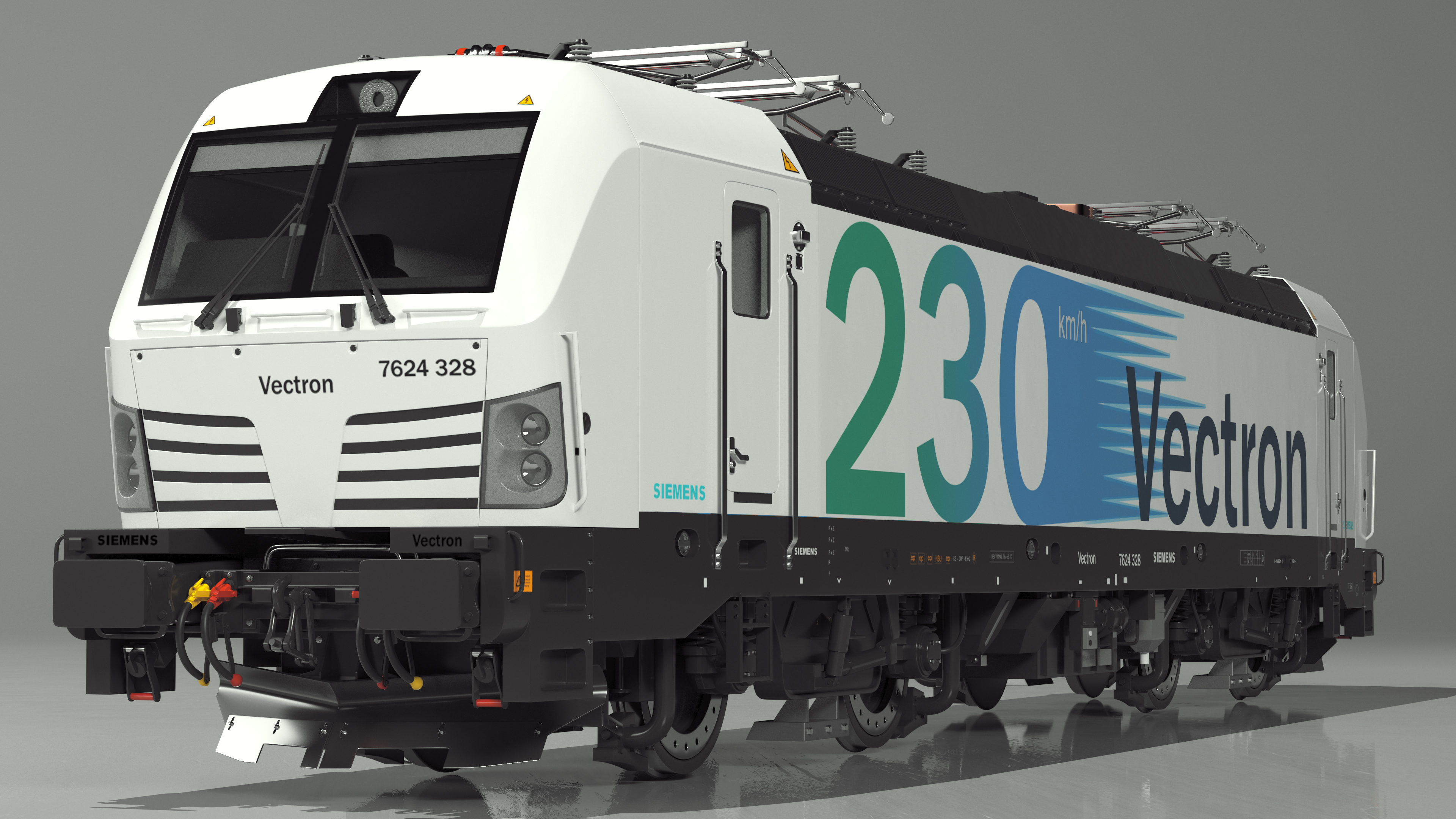 3D Siemens Vectron Locomotive White Rigged for Cinema 4D model