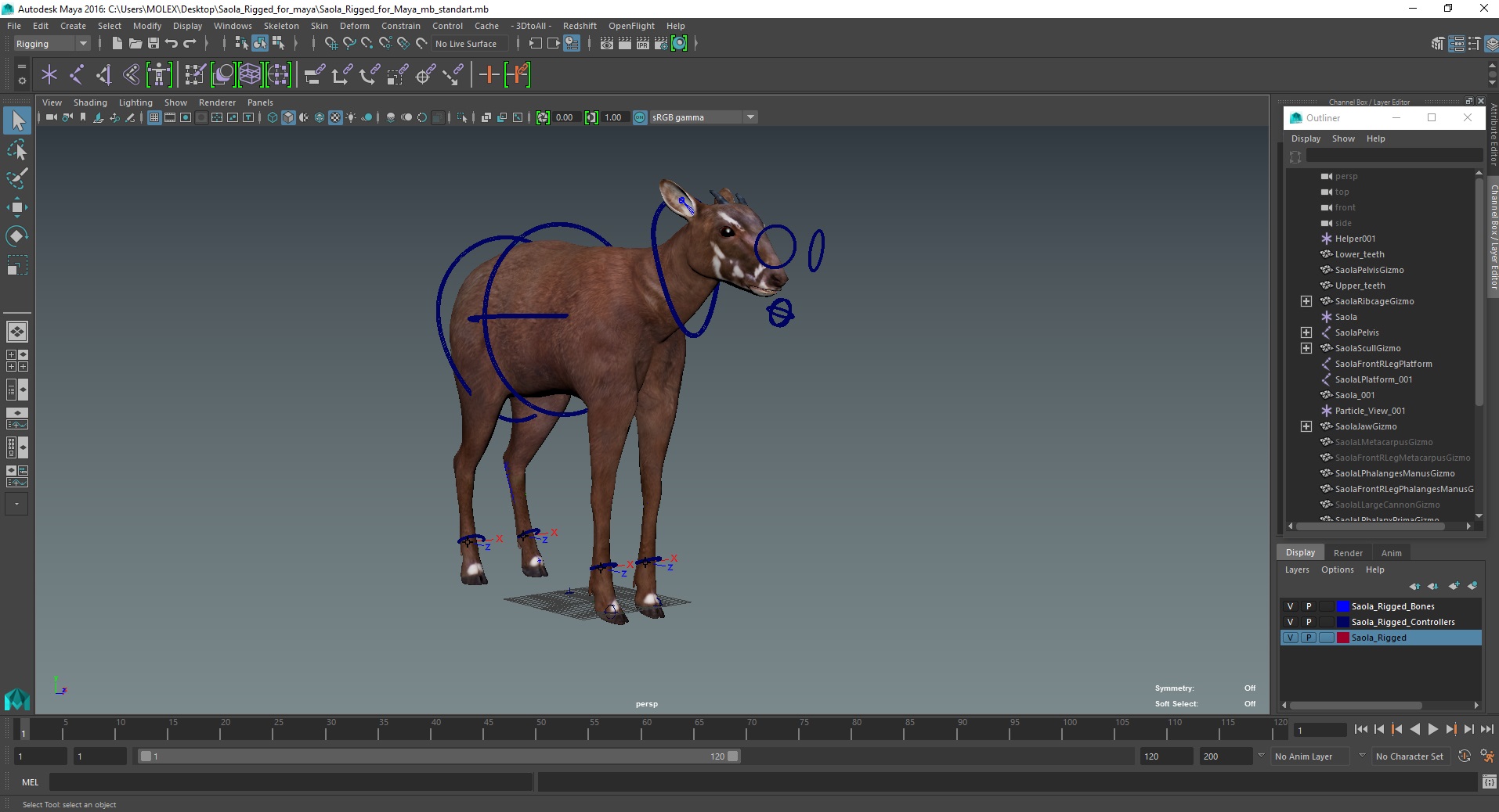 3D Saola Rigged for Maya