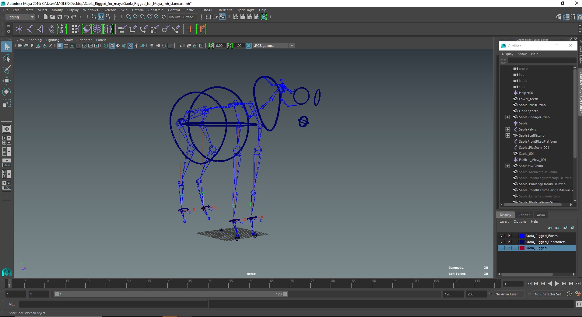 3D Saola Rigged for Maya