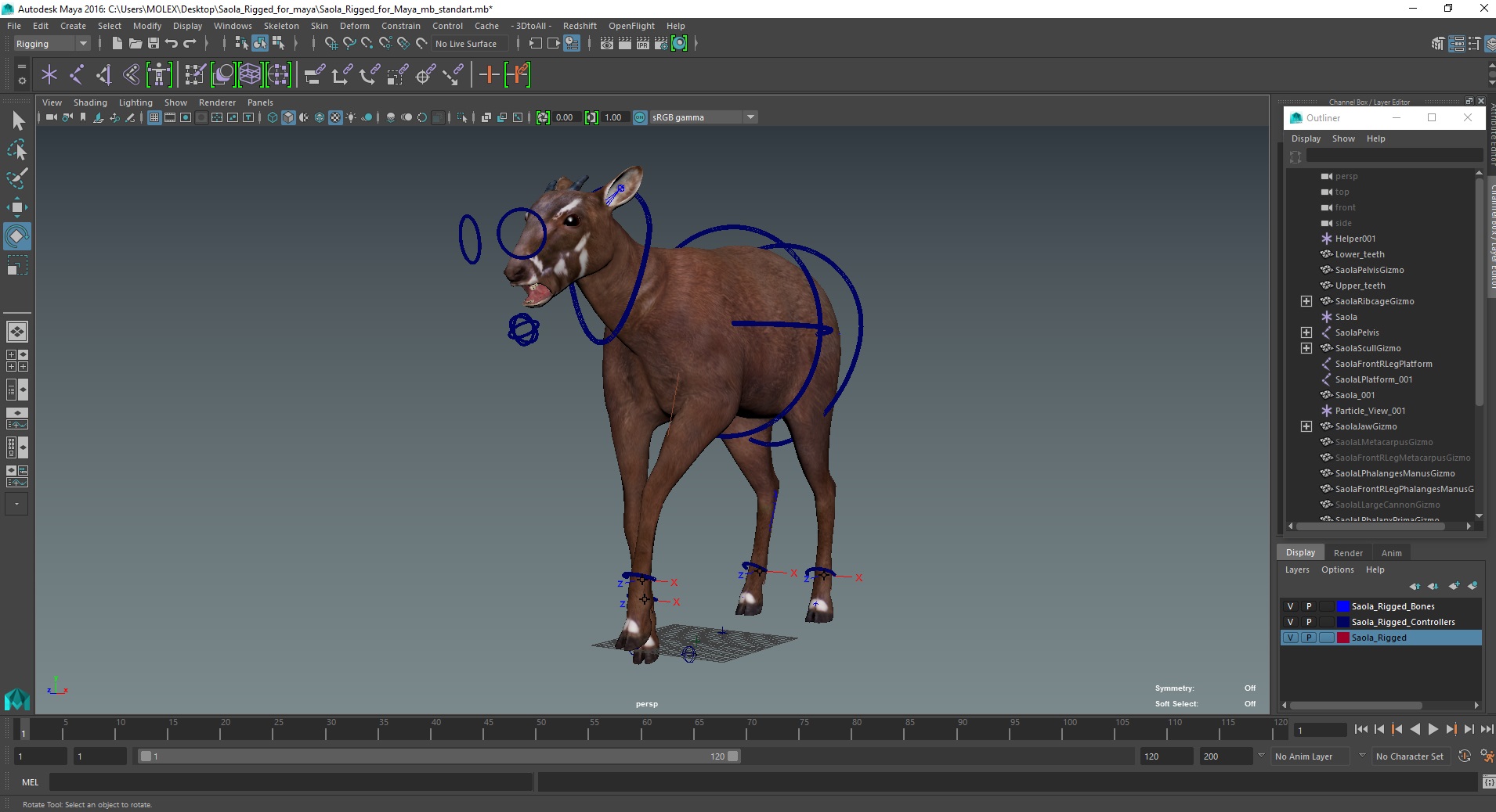 3D Saola Rigged for Maya