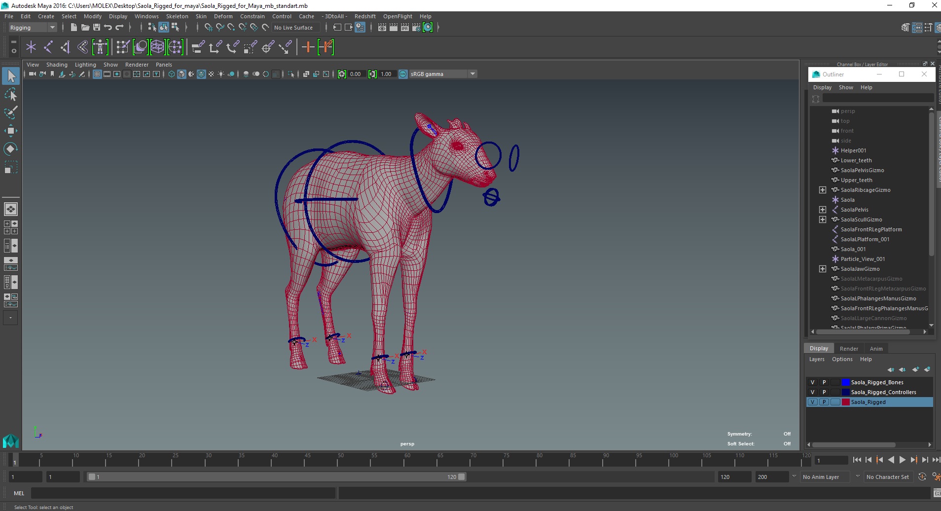 3D Saola Rigged for Maya