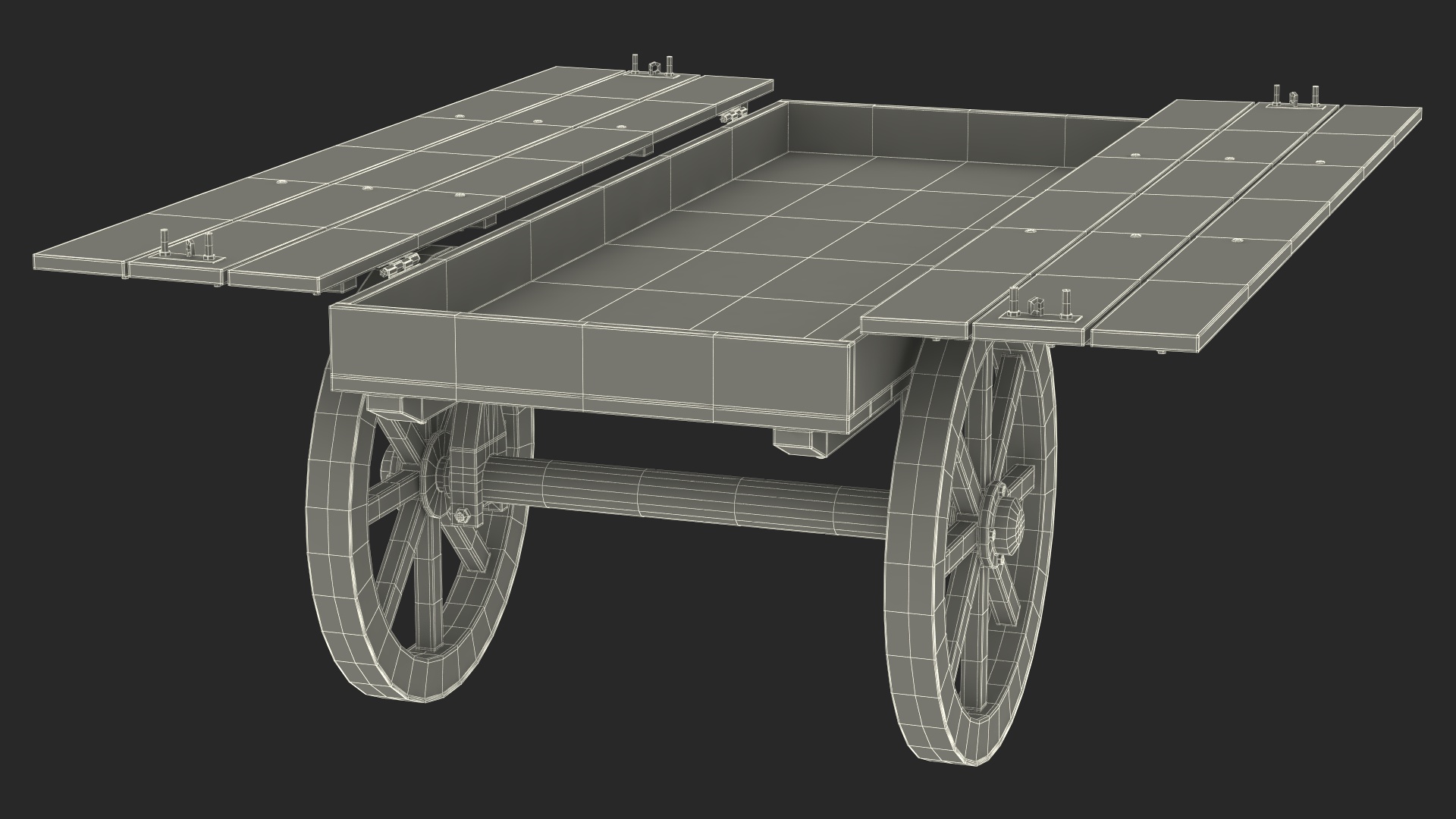 Wooden Market Cart Empty 3D model
