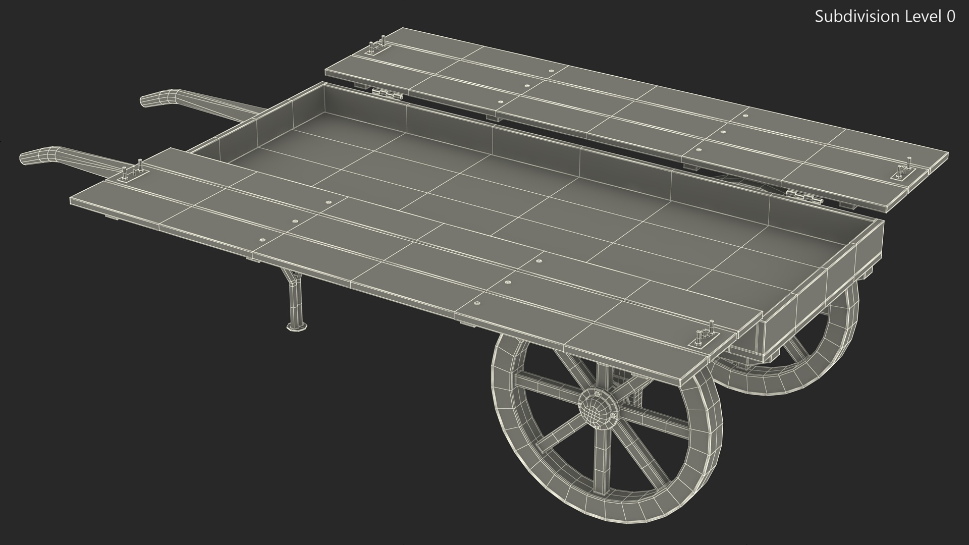 Wooden Market Cart Empty 3D model