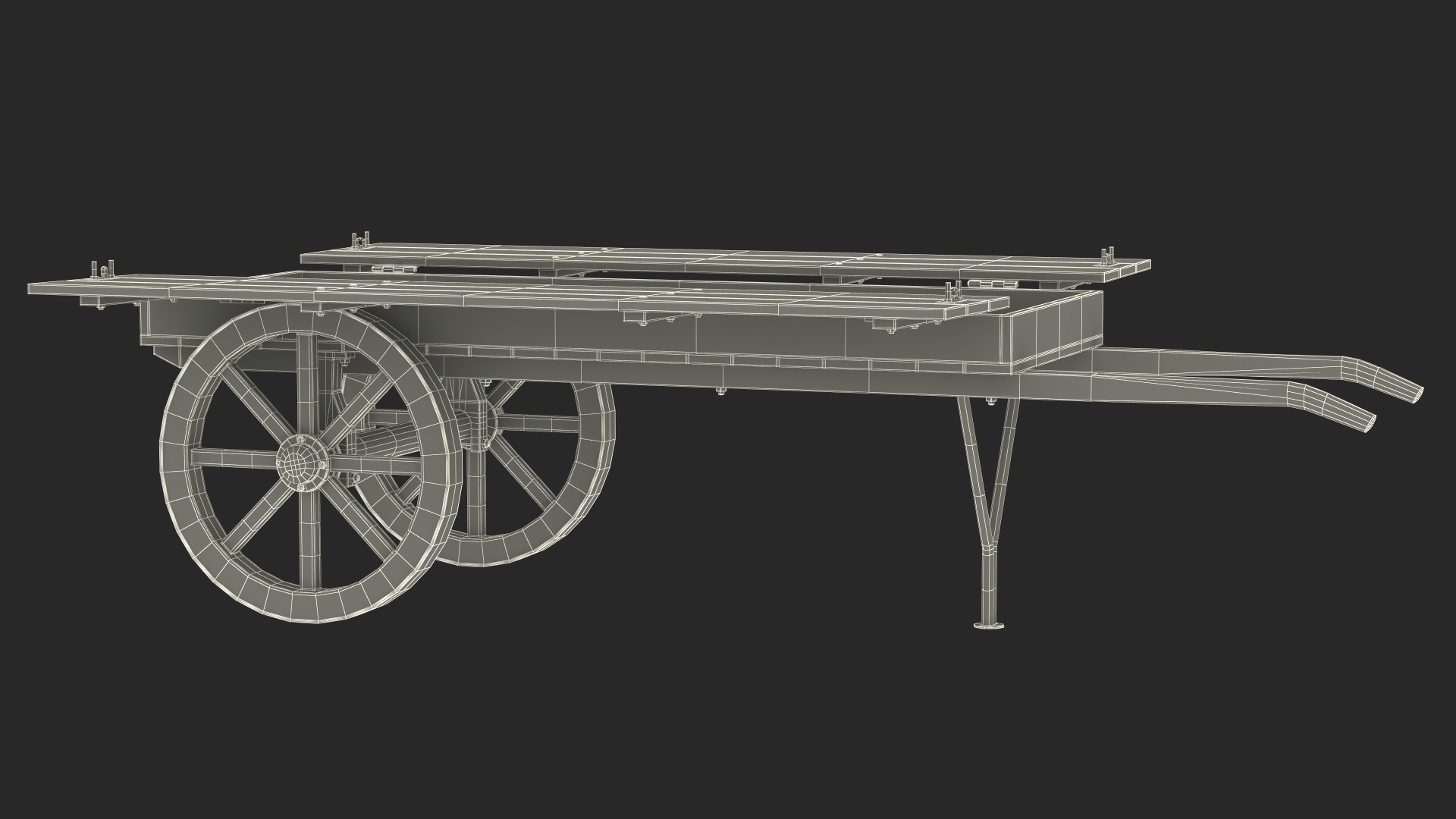 Wooden Market Cart Empty 3D model
