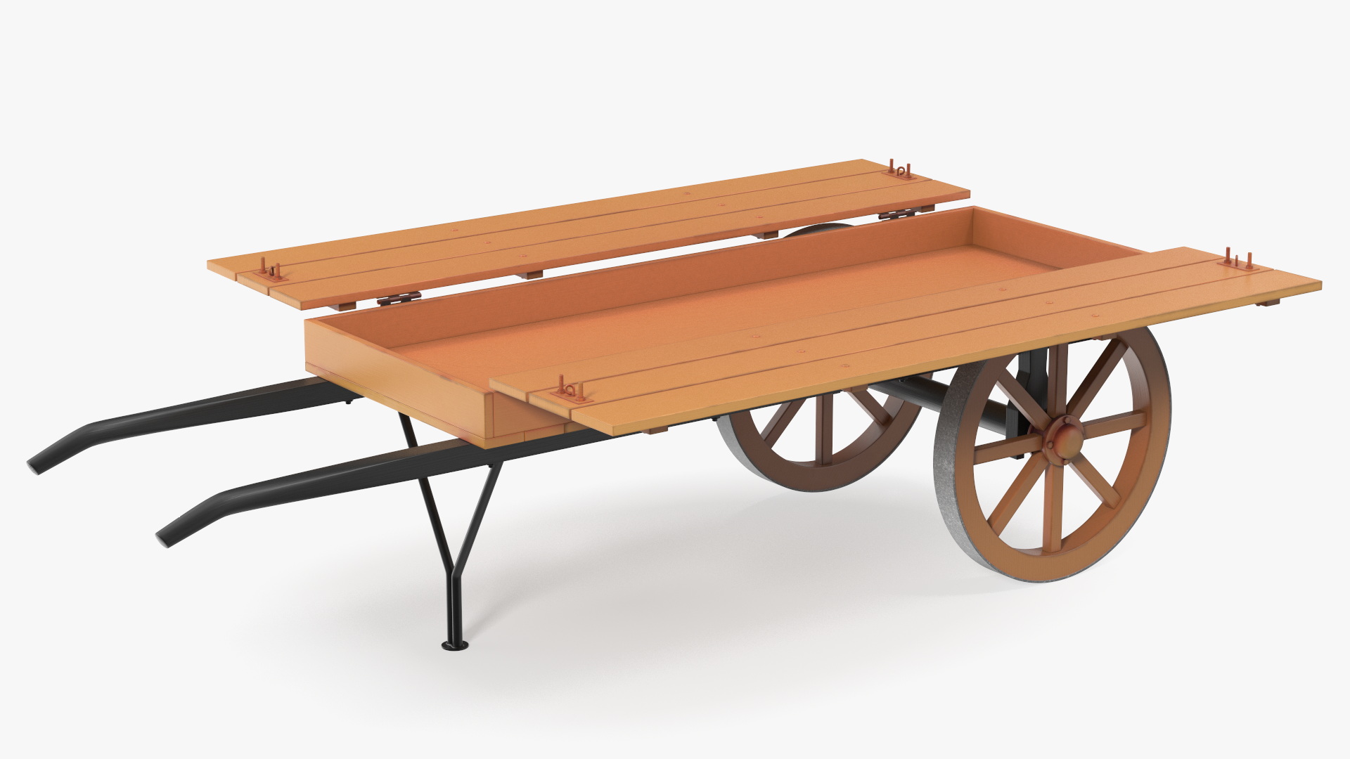 Wooden Market Cart Empty 3D model