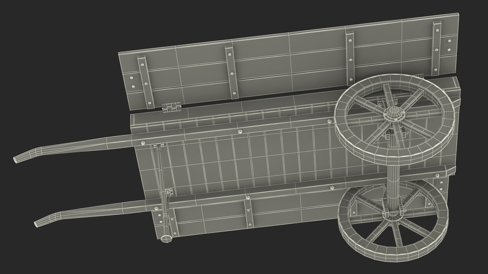 Wooden Market Cart Empty 3D model