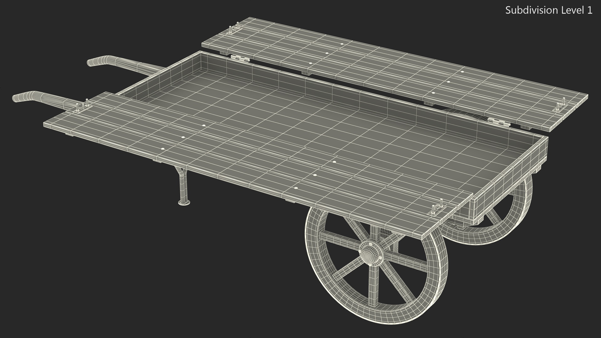 Wooden Market Cart Empty 3D model
