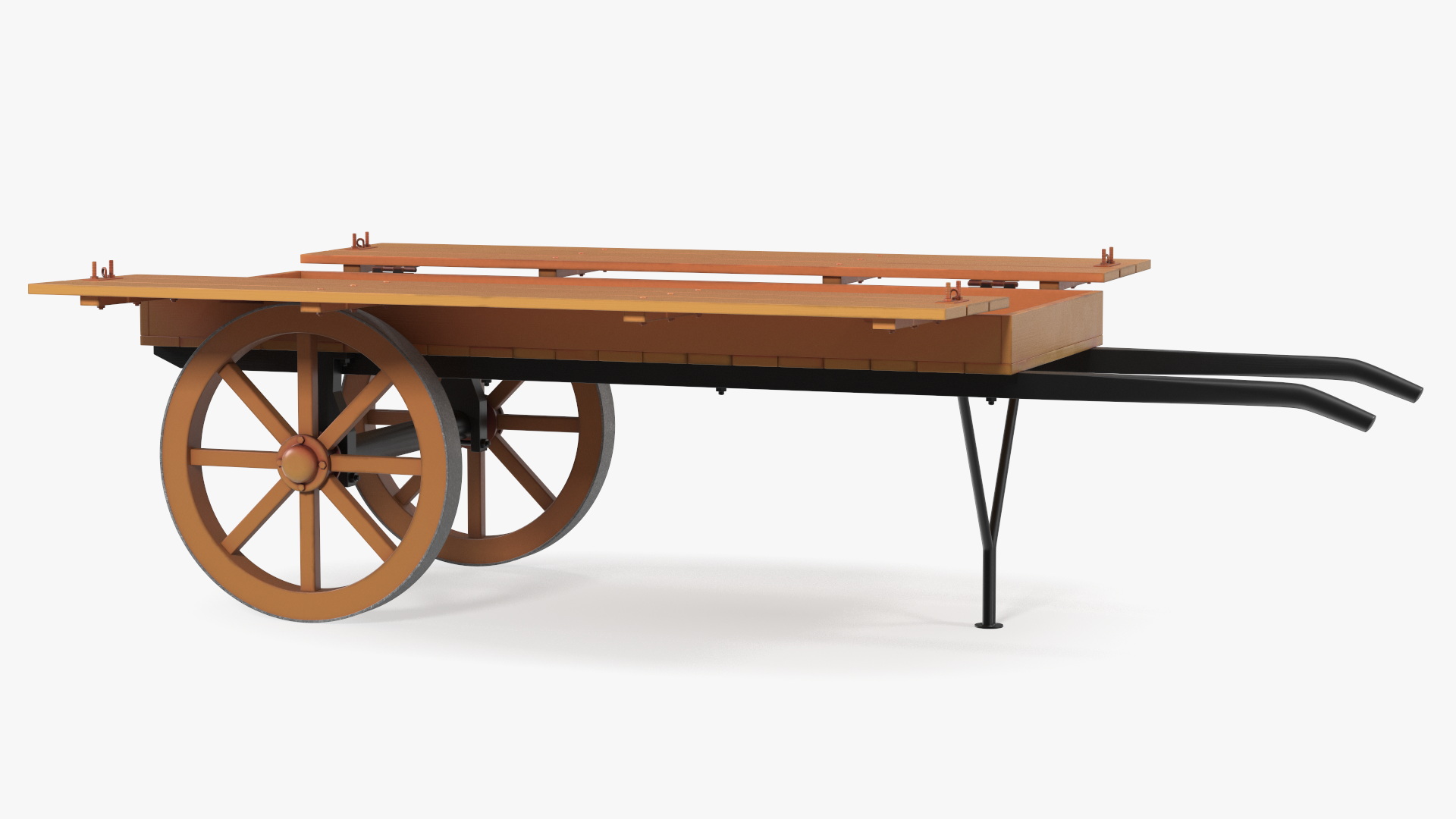 Wooden Market Cart Empty 3D model