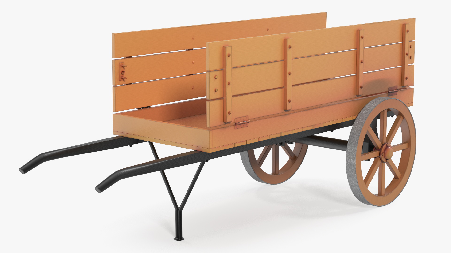 Wooden Market Cart Empty 3D model